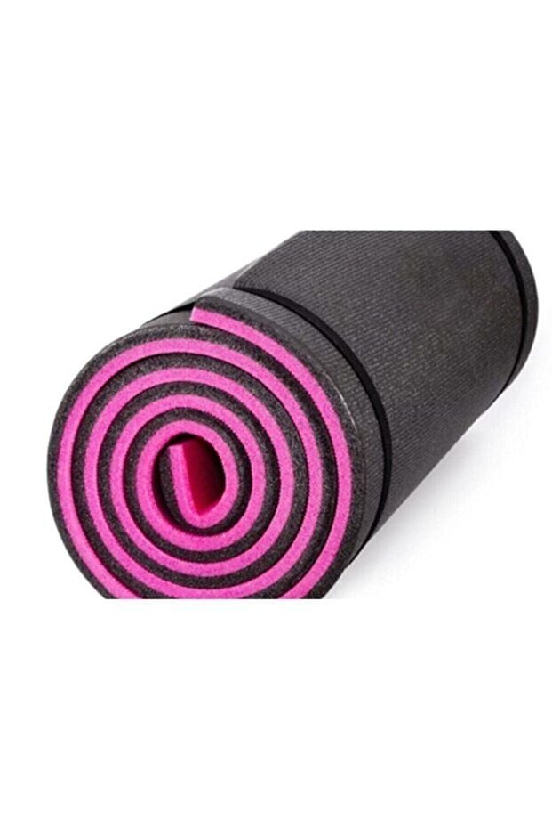8MM Pembe-Siyah Pilates Matı – Çift Taraflı Kalın Spor Minderi