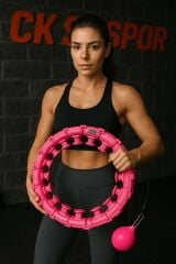 Akıllı Hulahop Çemberi Pembe – Masaj Başlıklı Ayarlanabilir Bel İnceltici Spor Çemberi