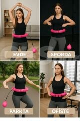 Akıllı Hulahop Çemberi Pembe – Masaj Başlıklı Ayarlanabilir Bel İnceltici Spor Çemberi