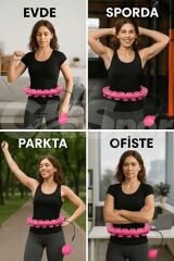 Akıllı Hulahop Çemberi Pembe – Masaj Başlıklı Ayarlanabilir Bel İnceltici Spor Çemberi