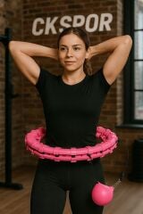 Akıllı Hulahop Çemberi Pembe – Masaj Başlıklı Ayarlanabilir Bel İnceltici Spor Çemberi