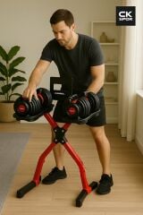 Dambıl Standı Kırmızı – Ev Spor ve Ağırlık Dambıl Rafı