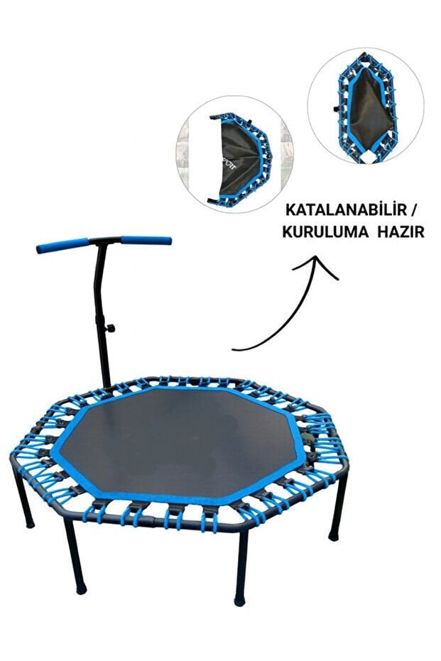 Sekizgen Katlanabilir Trambolin – Ev Tipi Katlanır Zıplama Mavi Trambolin