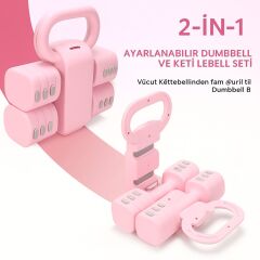 Ayarlanabilir Dambıl ve Kettlebell Seti 5,5 Kg Pembe