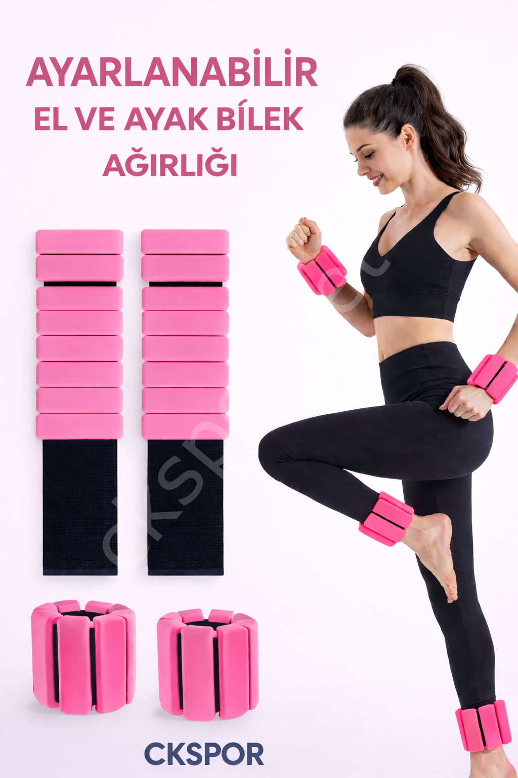 CKSPOR Ayarlanabilir Bilek ve Ayak Ağırlığı 500 gr x 2 Adet – Fitness ve Antrenman Aksesuarı