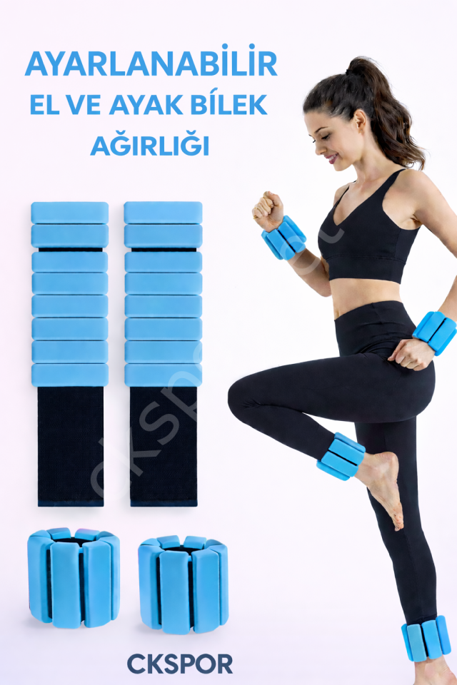 CKSPOR Ayarlanabilir Bilek ve Ayak Ağırlığı 500 gr x 2 Adet – Fitness ve Antrenman Aksesuarı