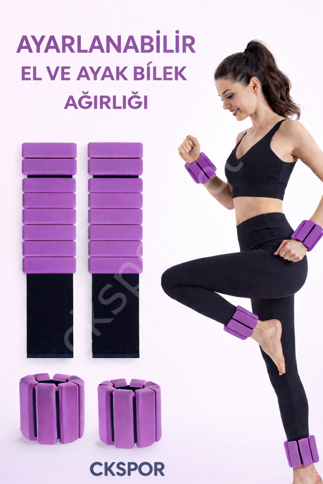 CKSPOR Ayarlanabilir Bilek ve Ayak Ağırlığı 500 gr x 2 Adet – Fitness ve Antrenman Aksesuarı