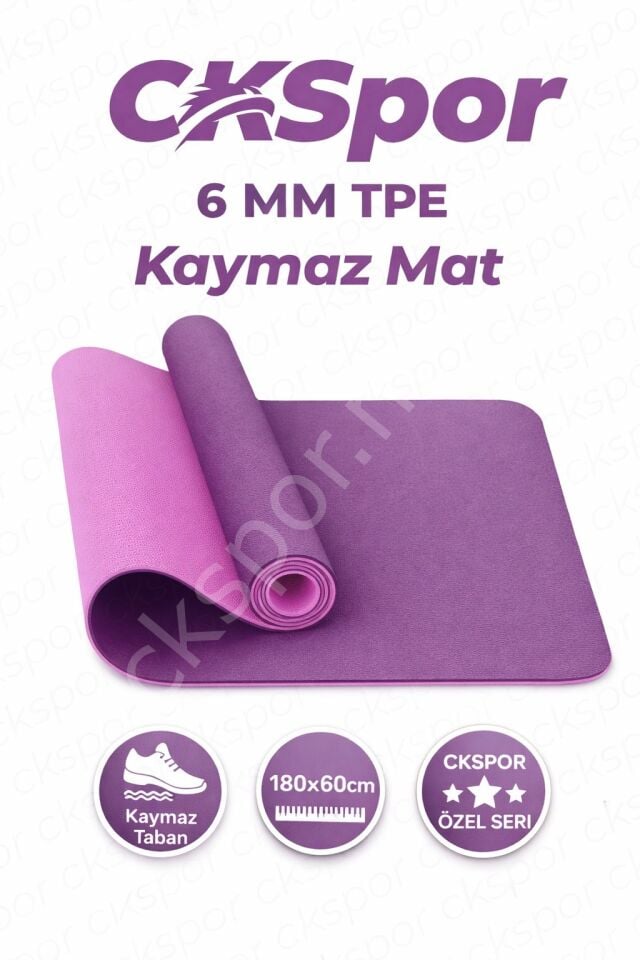 Profesyonel TPE Yoga Matı 6 mm – Kaymaz Taban Çift Katmanlı Spor Matı