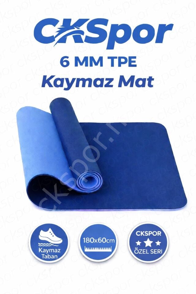 Profesyonel TPE Yoga Matı 6 mm – Kaymaz Taban Çift Katmanlı Spor Matı