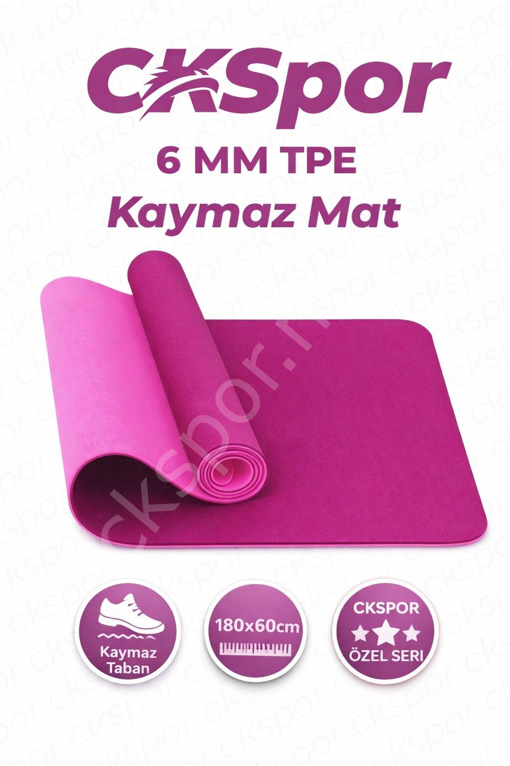 Profesyonel TPE Yoga Matı 6 mm – Kaymaz Taban Çift Katmanlı Spor Matı