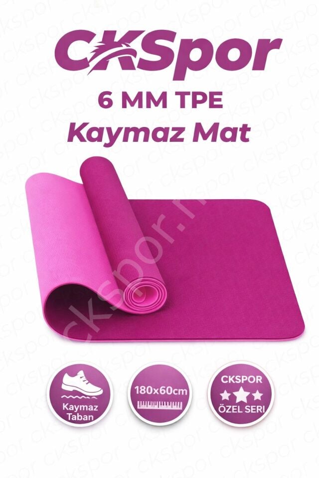 Profesyonel TPE Yoga Matı 6 mm – Kaymaz Taban Çift Katmanlı Spor Matı