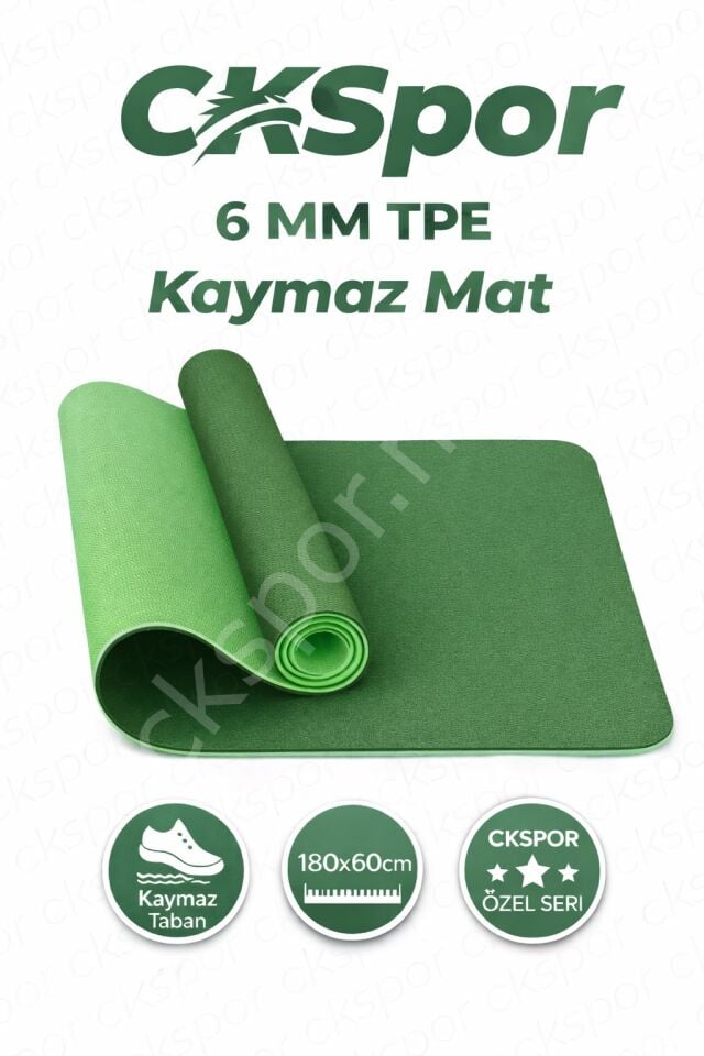 Profesyonel TPE Yoga Matı 6 mm – Kaymaz Taban Çift Katmanlı Spor Matı