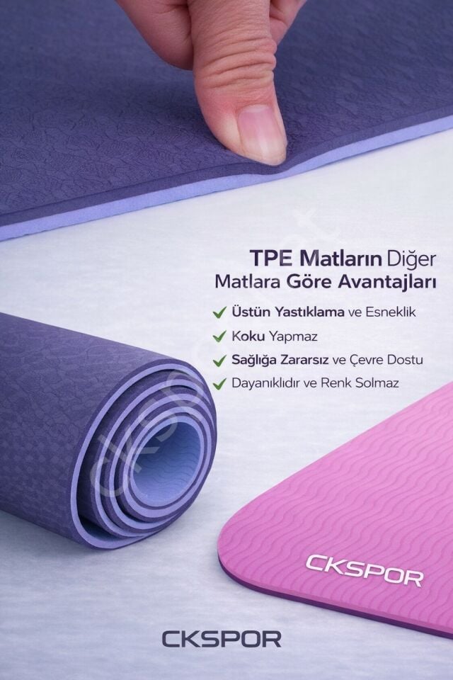 Profesyonel TPE Yoga Matı 6 mm – Kaymaz Taban Çift Katmanlı Spor Matı
