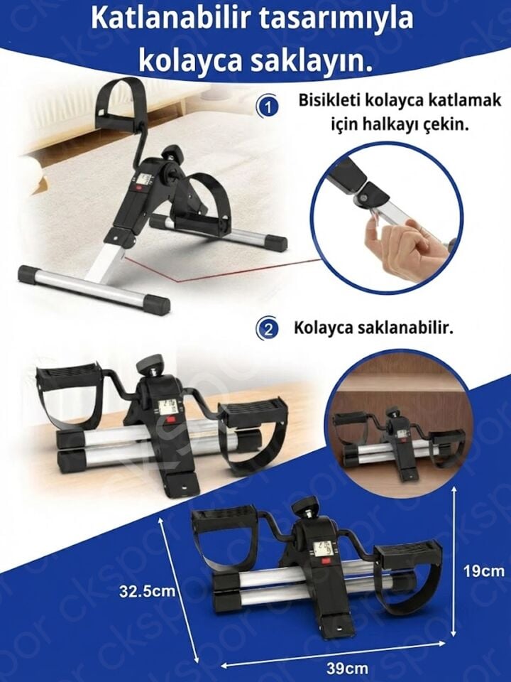 Mini Taşınabilir El ve Ayak Kondisyon Bisikleti - Katlanabilir LCD Ekranlı Masa Altı Egzersiz Aleti