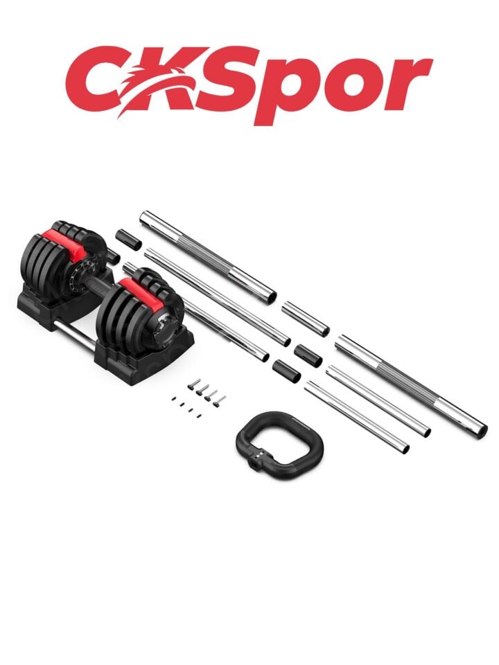 3’ü 1 Arada Ayarlanabilir Ağırlık Set 18 Kg Dambıl Halter ve Kettlebell Fonksiyonlu Fitness Ekipmanı