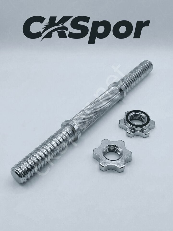35 CM Krom Dumbbell Barı - Yıldız Vidalı Çelik Ağırlık Barı (20 mm Çap)