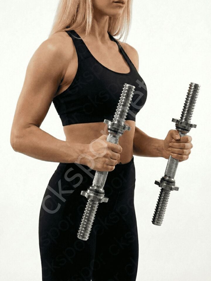 2 Adet 35 CM Krom Dumbbell Bar Seti - Yıldız Vidalı Çelik Ağırlık Bar (20mm Çap) - Çiftli Dambıl Bar