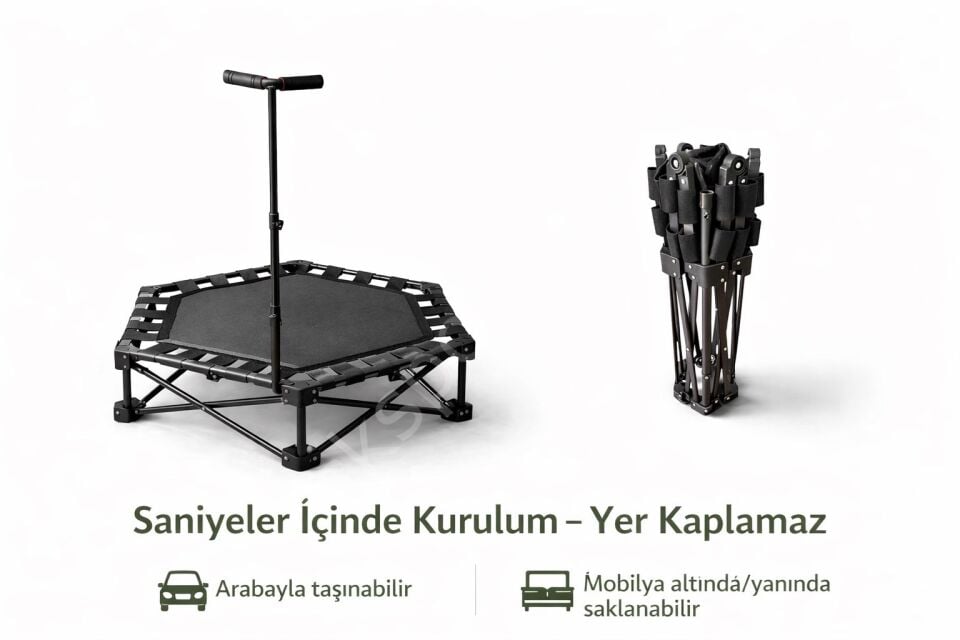 Katlanabilir Taşınabilir Tutunmalı Trambolin Evde Kardiyo Fitness Egzersiz Aleti