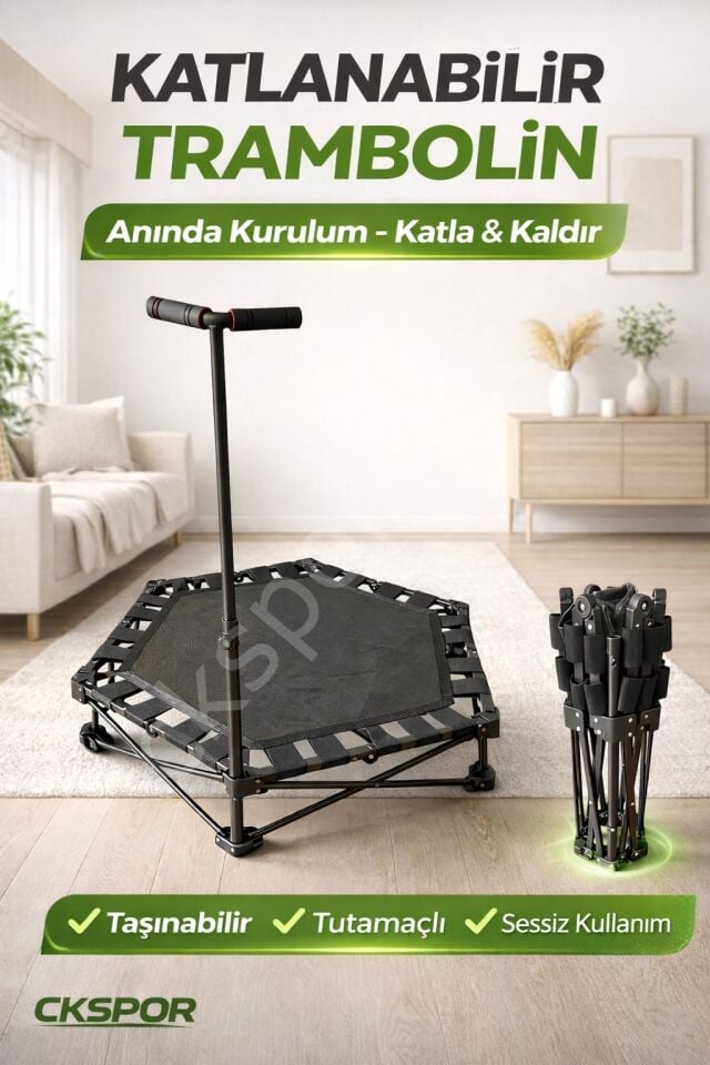 Katlanabilir Taşınabilir Tutunmalı Trambolin Evde Kardiyo Fitness Egzersiz Aleti