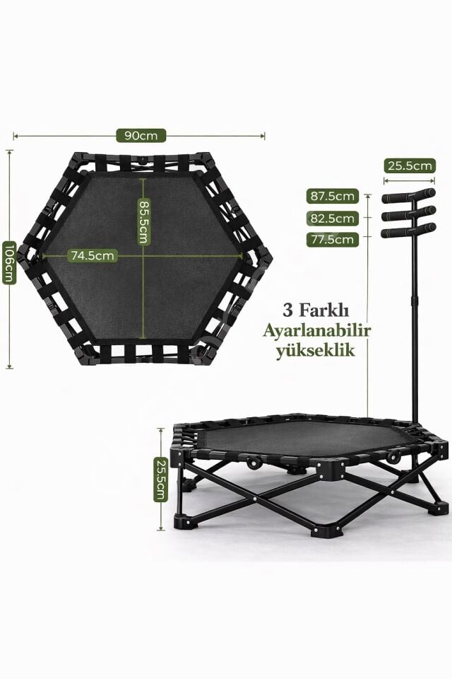 Katlanabilir Taşınabilir Tutunmalı Trambolin Evde Kardiyo Fitness Egzersiz Aleti