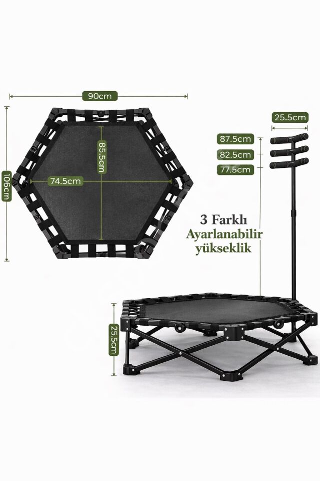 Katlanabilir Taşınabilir Tutunmalı Trambolin Evde Kardiyo Fitness Egzersiz Aleti