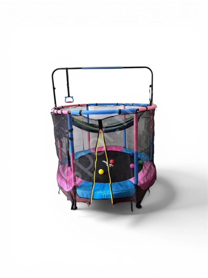 150 Cm Çocuk Trambolini Fileli Büyük Boy Çok Fonksiyonlu Basket Potası ve Hamaklı