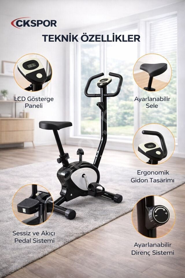 Dikey Kondisyon Bisikleti LCD Ekranlı Ayarlanabilir Dirençli Ev Tipi Kardiyo Bisikleti