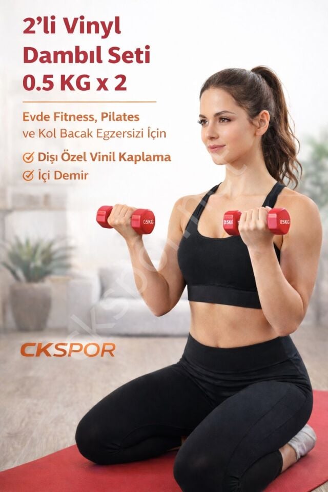 2’li Vinyl Dambıl Seti 0,5 KG x 2 – Evde Fitness & Pilates İçin Vinil Kaplı Demir Dambıl