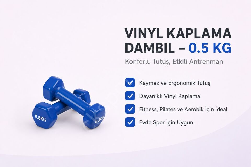 2’li Vinyl Dambıl Seti 0,5 KG x 2 – Evde Fitness & Pilates İçin Vinil Kaplı Demir Dambıl