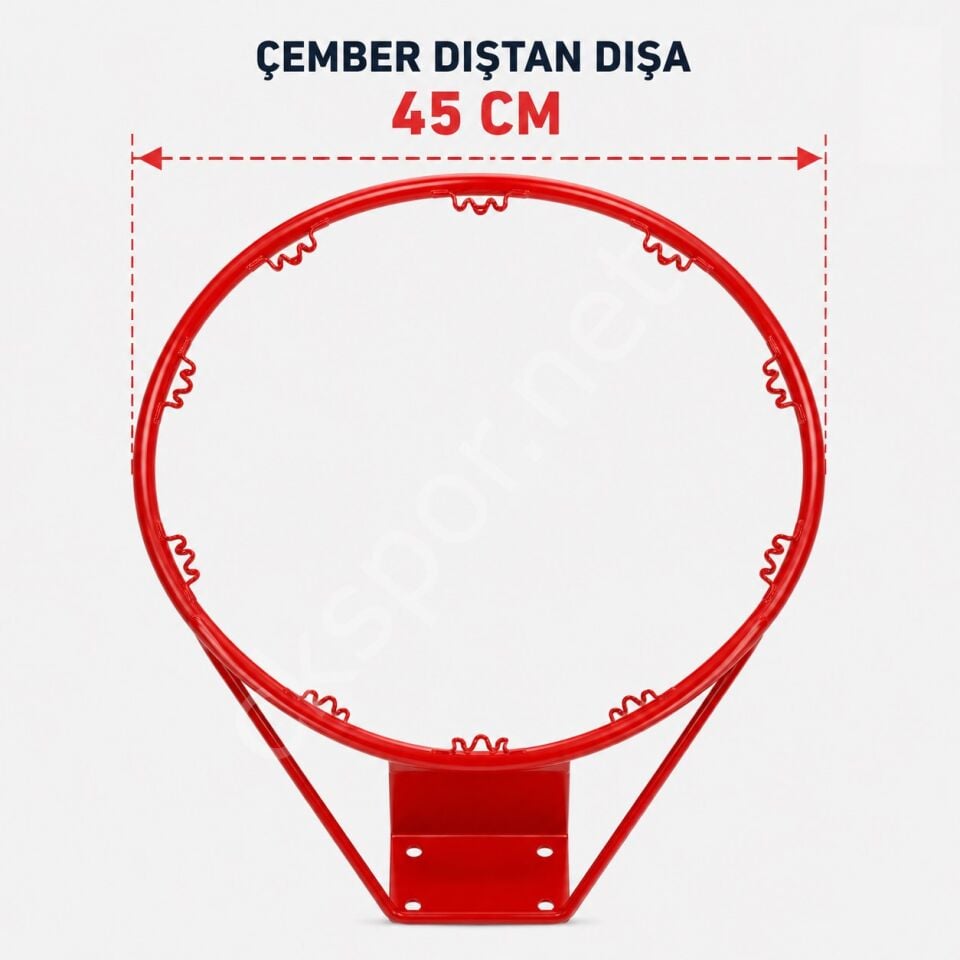 CKSpor Basketbol Potası ve Filesi 45 Cm Çember Çapı Duvara Monte Basketbol Çemberi