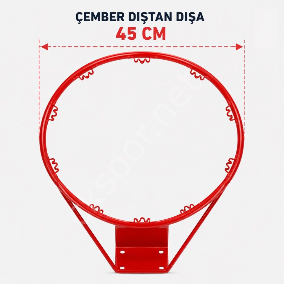 CKSpor Basketbol Potası ve Filesi 45 Cm Çember Çapı Duvara Monte Basketbol Çemberi