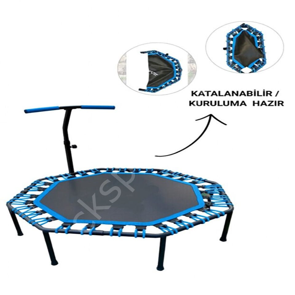 135 CM Sekizgen Katlanabilir Ev Tipi Katlanır Trambolin Mavi