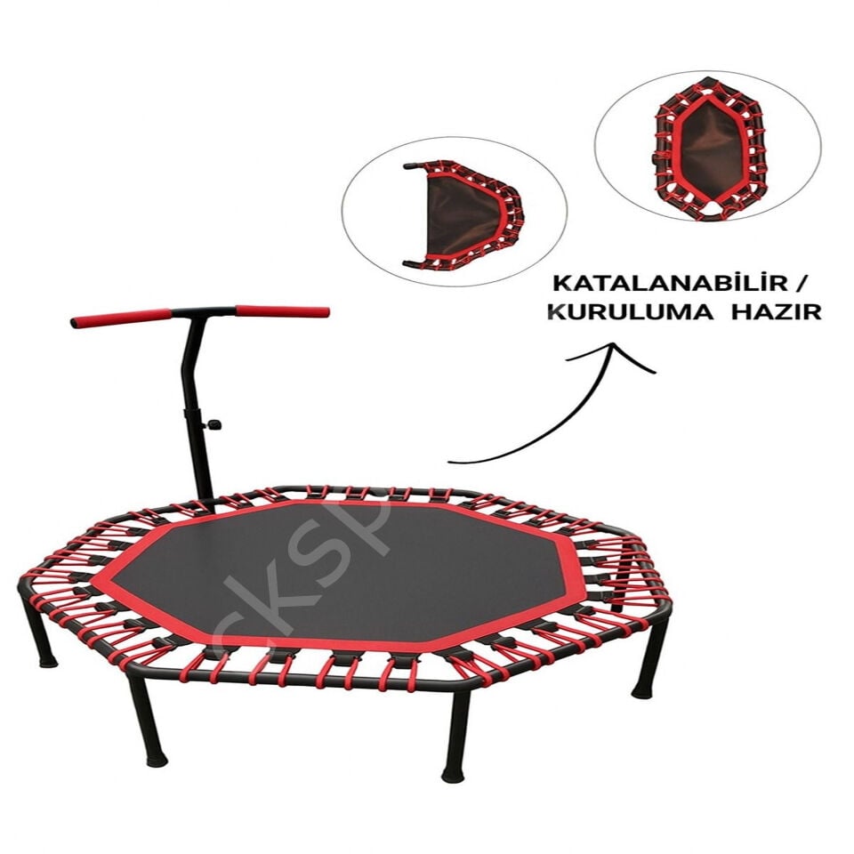 135 CM Sekizgen Katlanabilir Ev Tipi Katlanır Trambolin Kırmızı