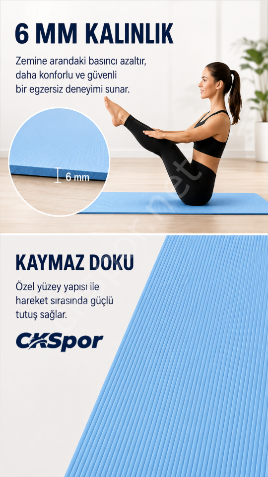 6 MM Pilates Matı Mavi