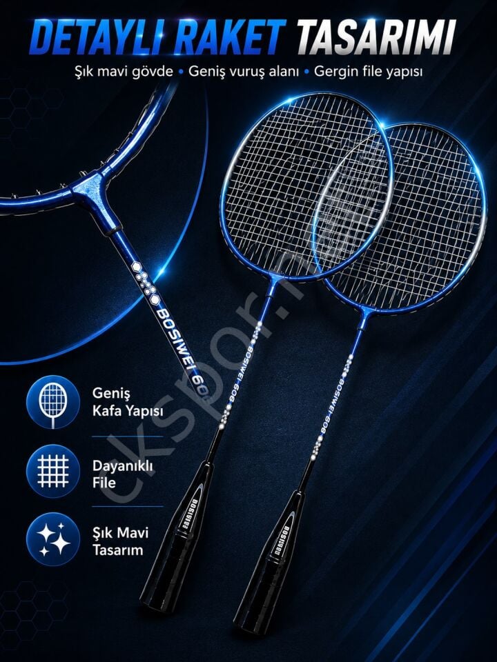 Pro-606 Badminton Seti 2 Raket 3 Top Taşıma Çantalı Badminton Raketi Ve Top Seti
