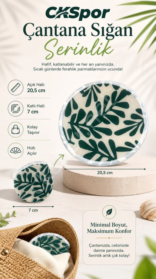 CKSPOR Katlanır Yelpaze Taşınabilir Mini El Yelpazesi 20,5 cm