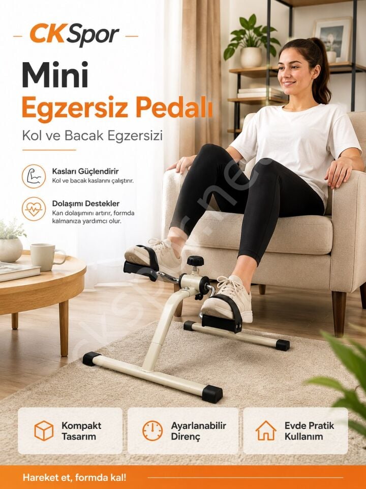 CKSpor Pratik Mini Egzersiz Bisikleti Kol Bacak Pedalı Kondisyon Bisikleti