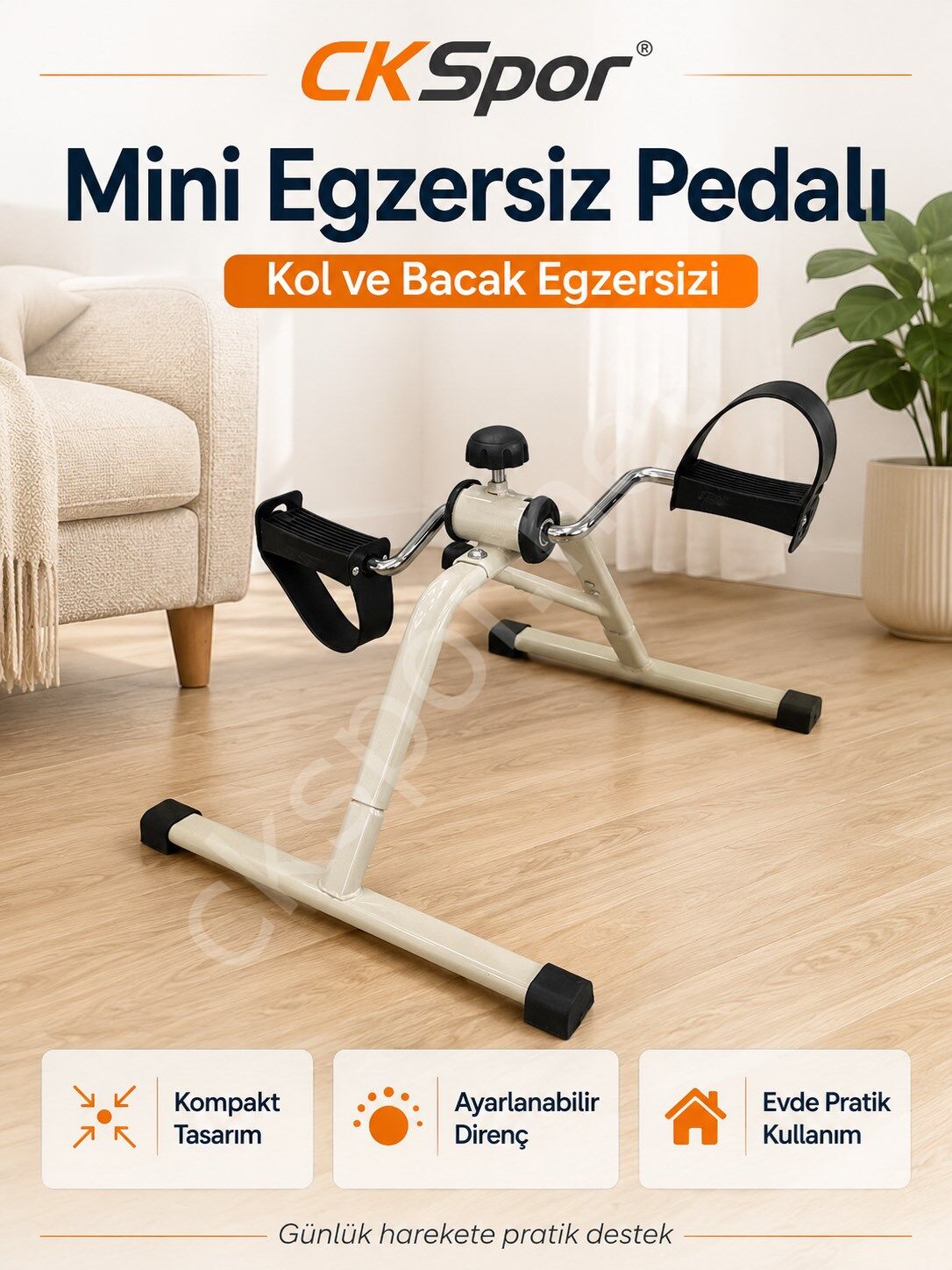 CKSpor Pratik Mini Egzersiz Bisikleti Kol Bacak Pedalı Kondisyon Bisikleti