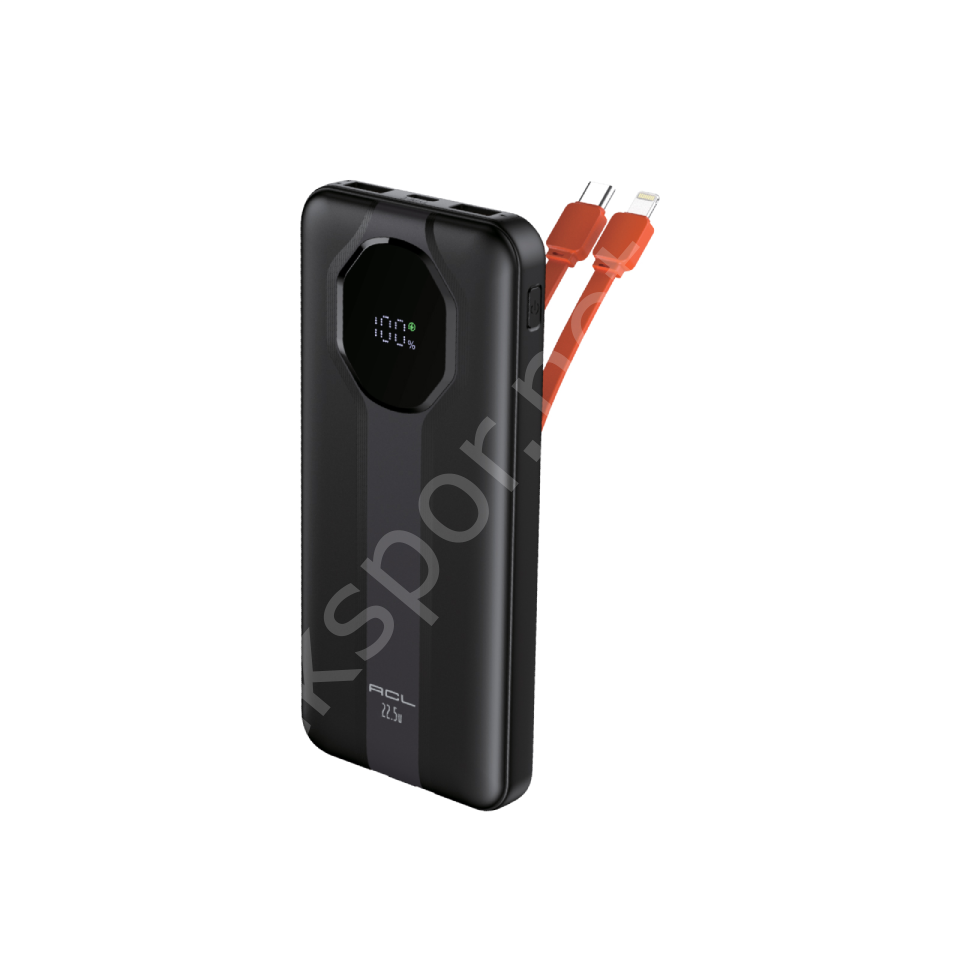 ACL PW-106 10000 mAh 22.5W Super Fast Charging Powerbank – Dahili Çift Kablolu ve LCD Göstergeli