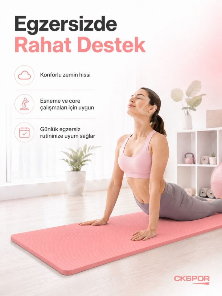 CKSpor 15 mm NBR Kaymaz Pilates Matı Taşıma Askılı Kalın Yoga ve Egzersiz Minderi