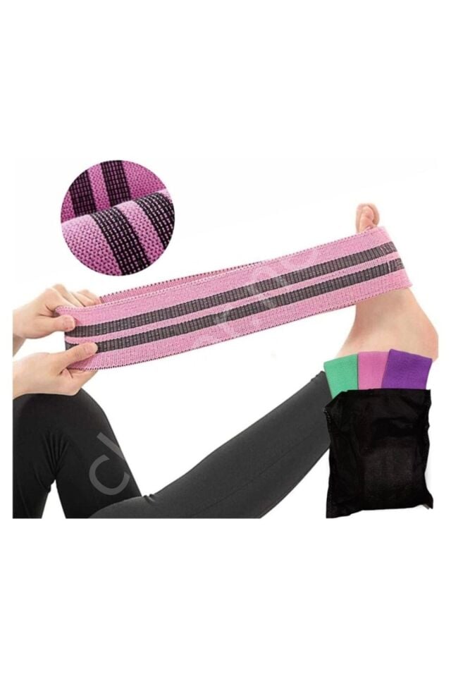 CKSpor 3'lü Dokuma Pilates Direnç Bandı Egzersiz Aerobik Pilates Squat Lastiği  CKS60
