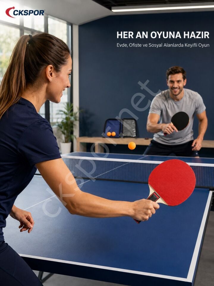 CKSpor 2’li Masa Tenisi Raketi Seti 3 Top ve Fermuarlı Taşıma Çantalı Ping Pong Seti