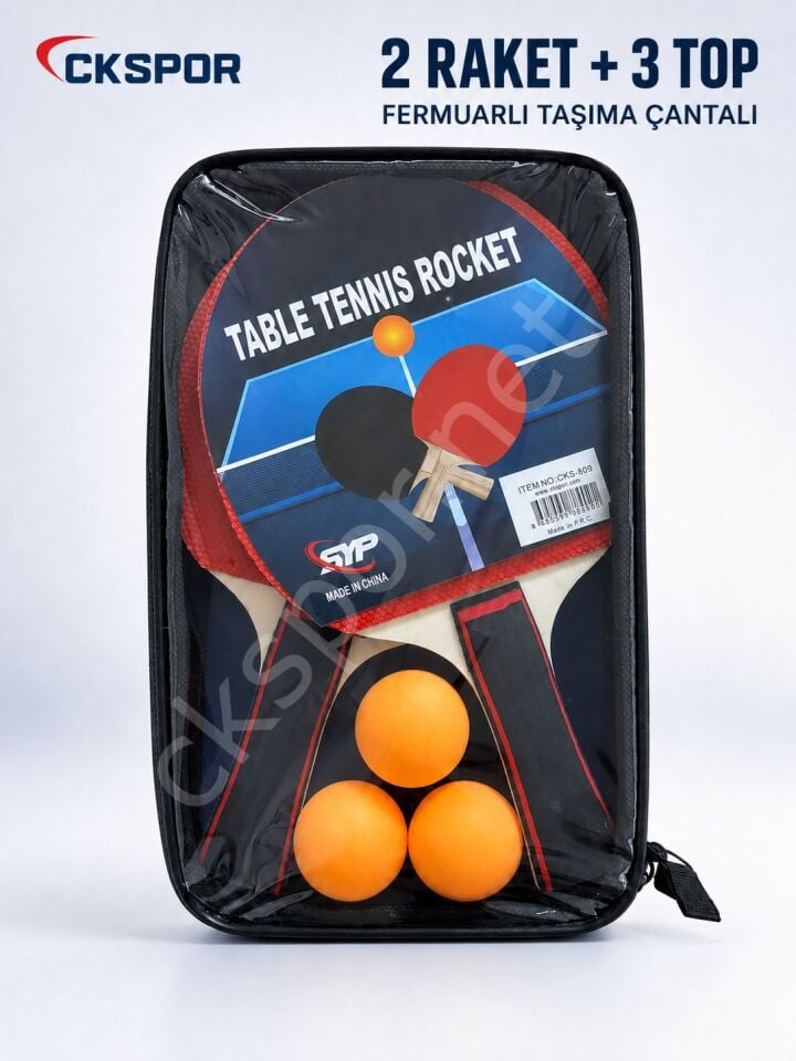 CKSpor 2’li Masa Tenisi Raketi Seti 3 Top ve Fermuarlı Taşıma Çantalı Ping Pong Seti