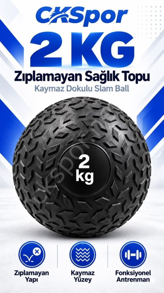 CKSpor 2 Kg Zıplamayan Sağlık Topu Slam Ball Crossfit Fitness Fonksiyonel Antrenman Ağırlık Topu