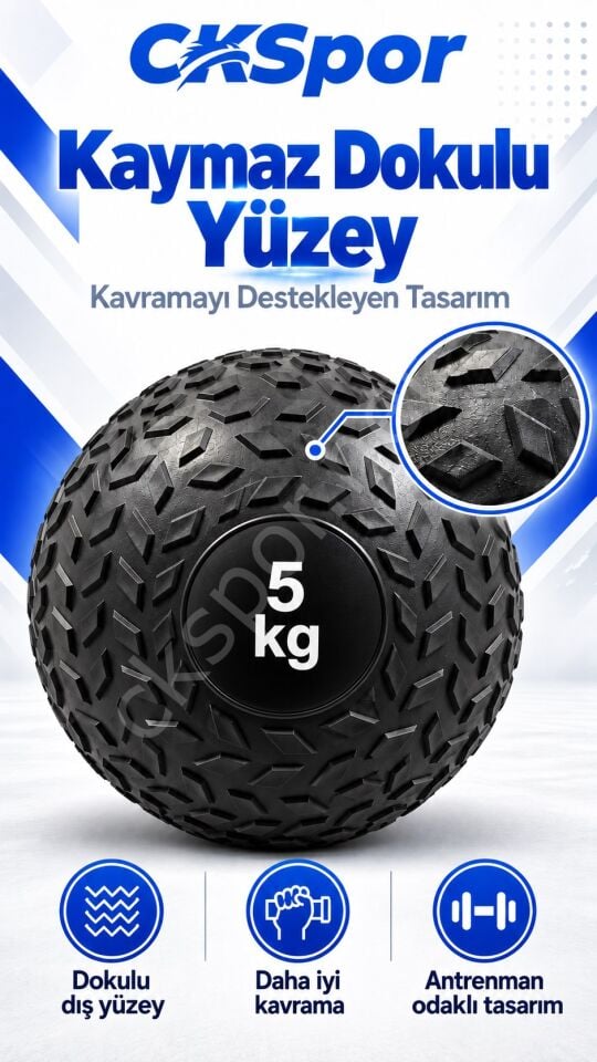 CKSpor 5 Kg Zıplamayan Sağlık Topu Slam Ball Crossfit Fitness Fonksiyonel Antrenman Ağırlık Topu