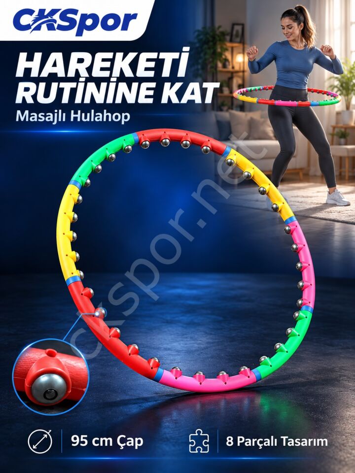 CKSPOR Masajlı Hulahop 95 cm 8 Parçalı 1100 gr Ağırlıklı Egzersiz Çemberi
