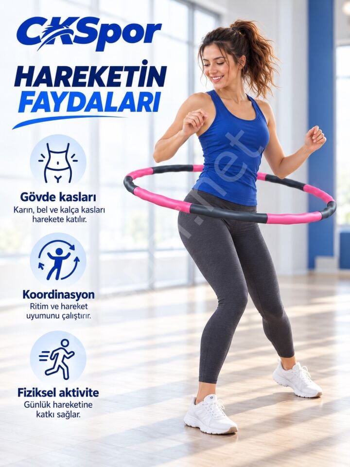 CKSPOR Hulahop 93 cm 1000 gr 8 Parçalı Dalgalı İç Yüzeyli Egzersiz Çemberi Pembe-Gri
