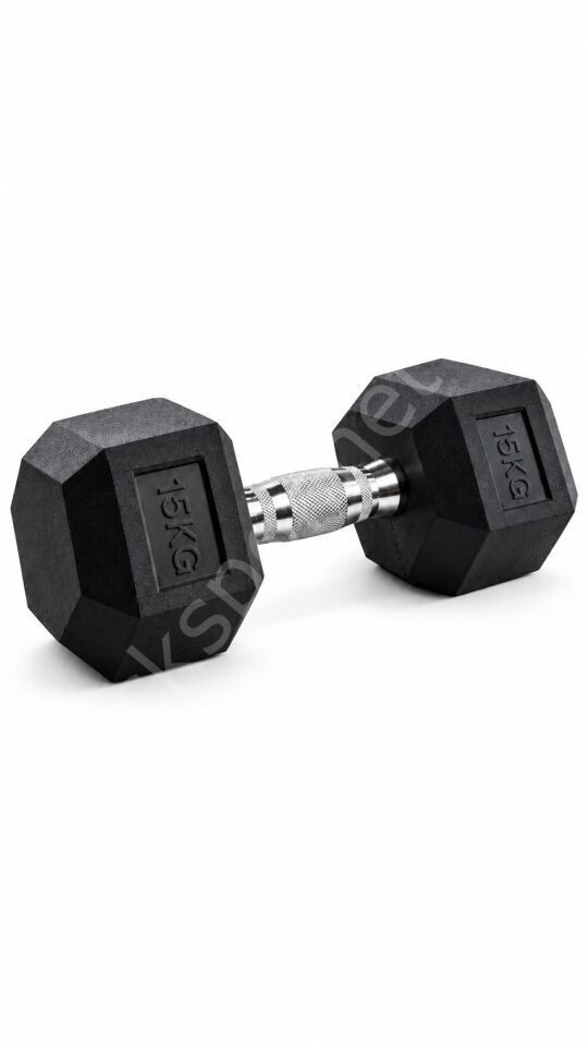 CKSPOR 15 Kg Altıgen Kauçuk Dambıl Hex Dumbbell Fitness Kuvvet Antrenmanı Ağırlığı