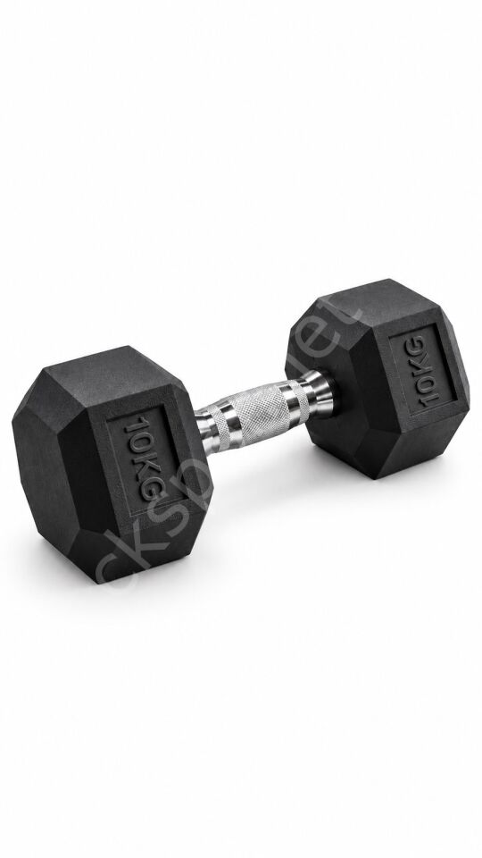CKSPOR 10 Kg Altıgen Kauçuk Dambıl Hex Dumbbell Fitness Kuvvet Antrenmanı Ağırlığı