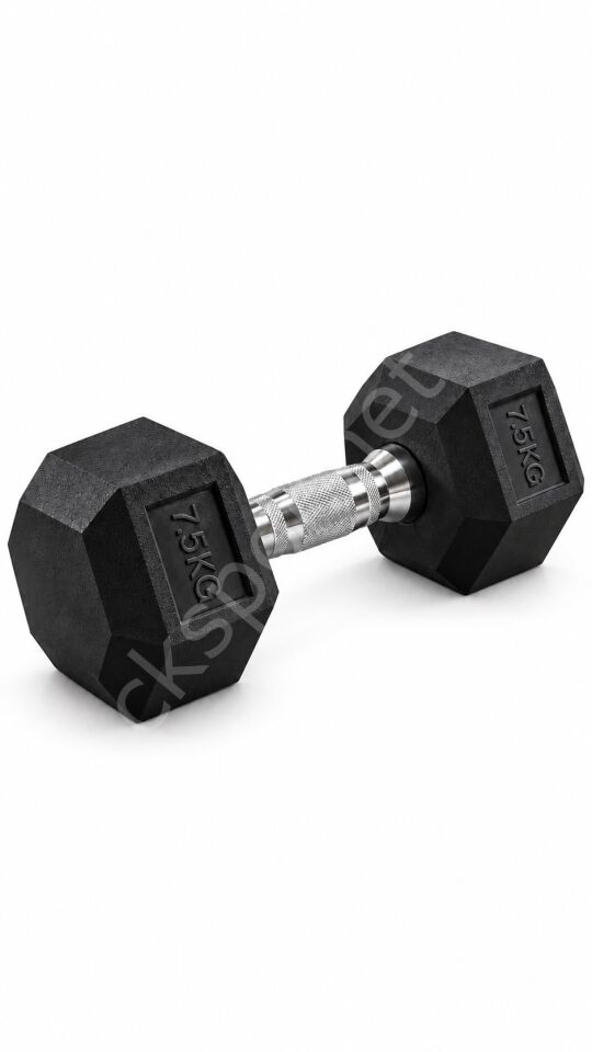 CKSPOR 7,5 Kg Altıgen Kauçuk Dambıl Hex Dumbbell Fitness Kuvvet Antrenmanı Ağırlığı